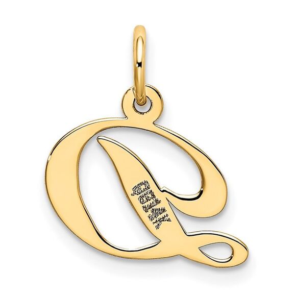 14k Yellow Gold, Ella Collection, Small Fancy Script Initial D Pendant - Picture 3 of 5